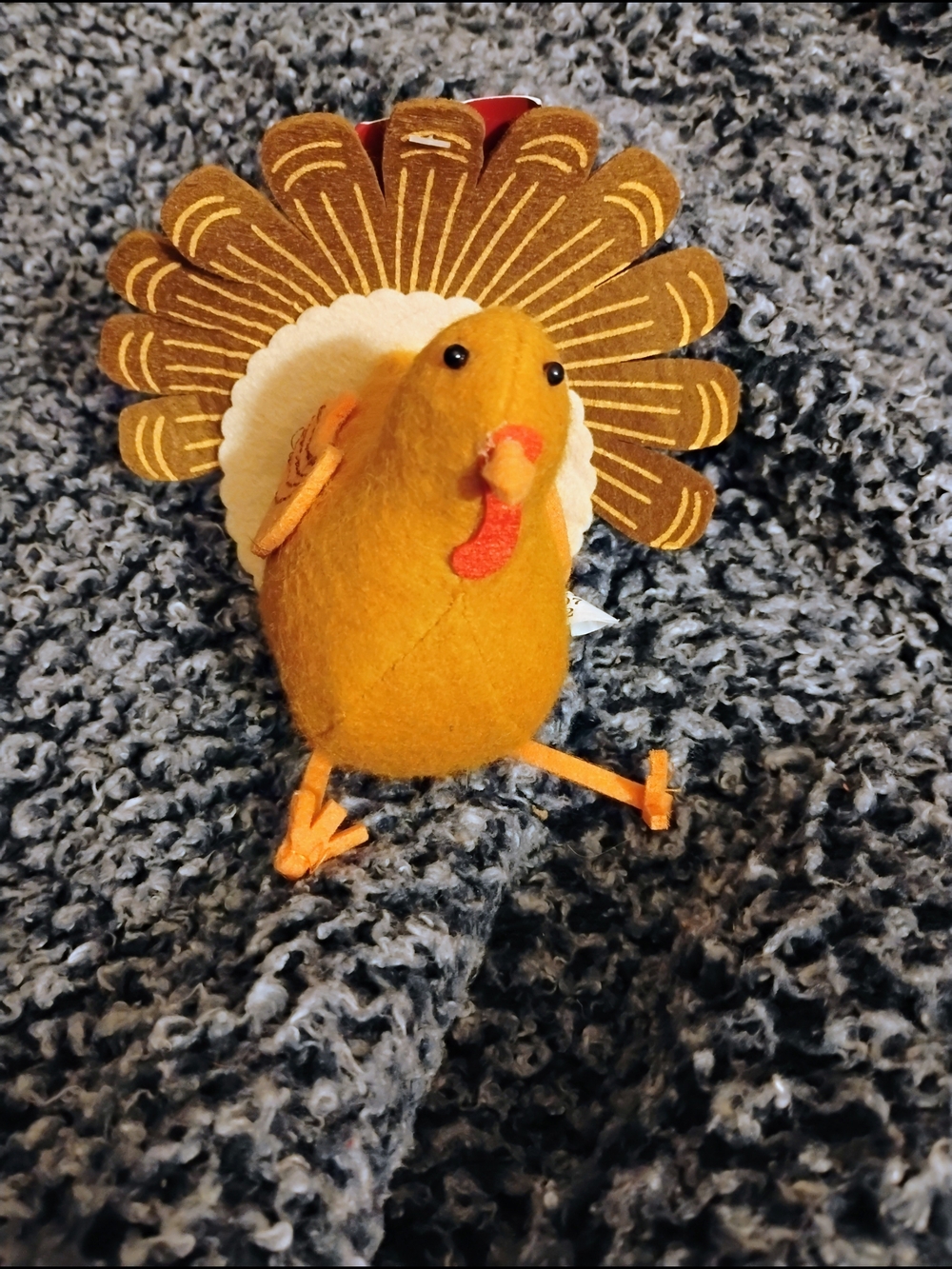 Felt Decorative Turkey Figurine - Mustard & Brown